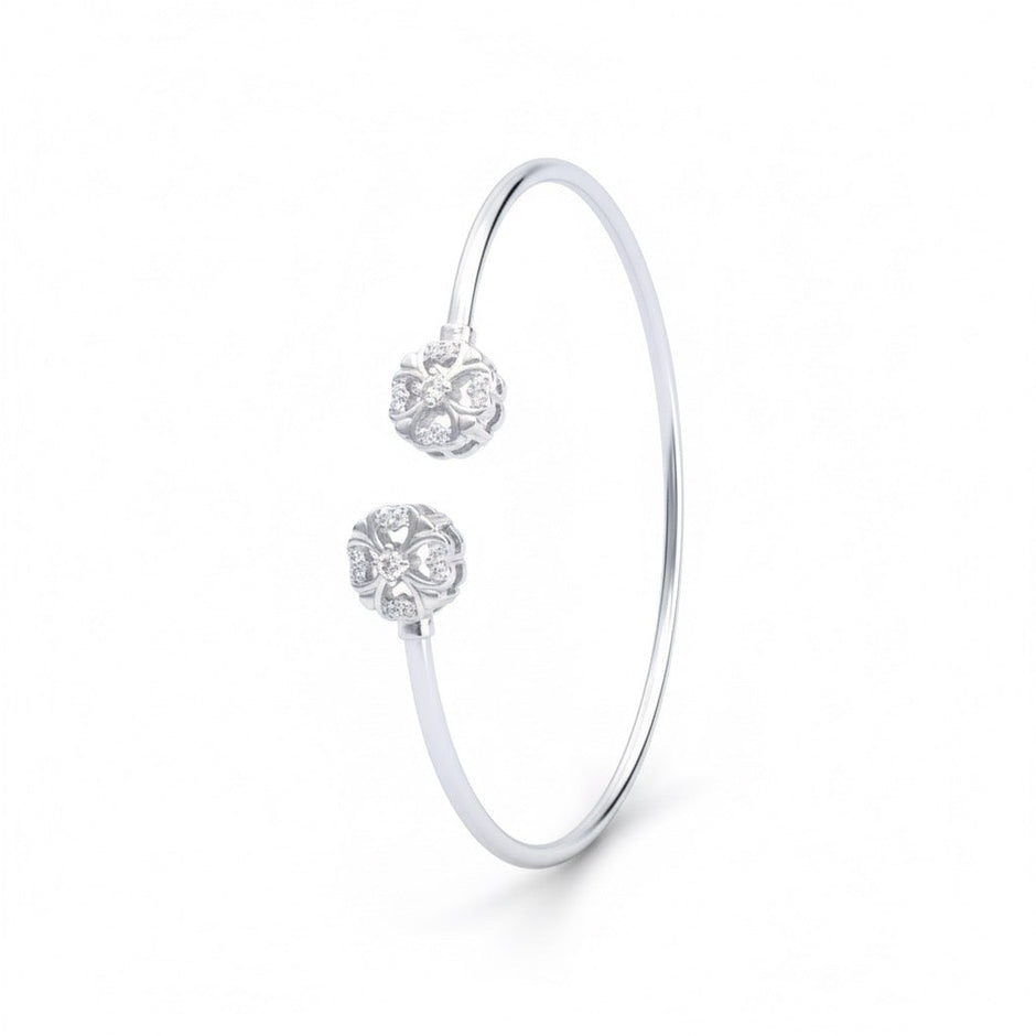 Filigree Crown Flower Silver Bracelet