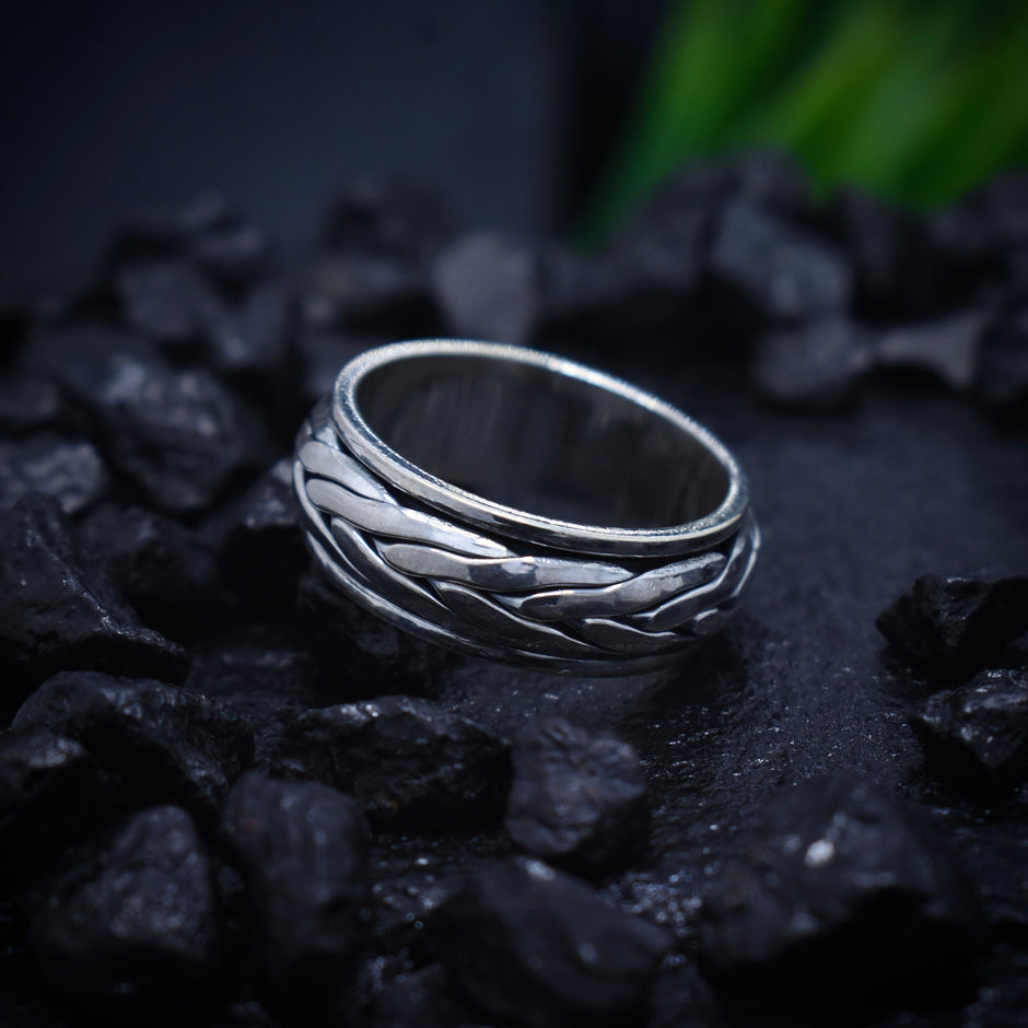 Antique Silver Braided Texture Band