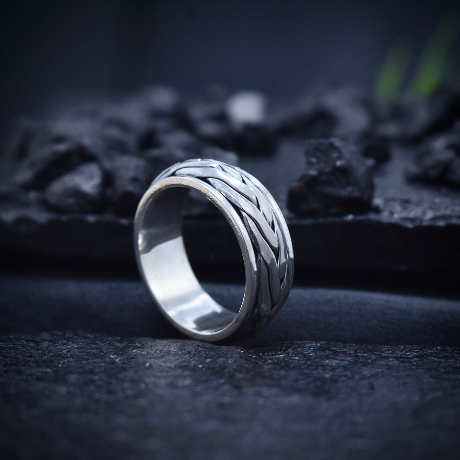 Antique Silver Braided Texture Band