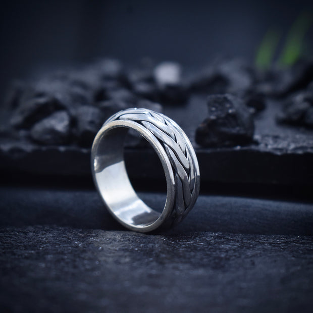 Antique Silver Braided Texture Band