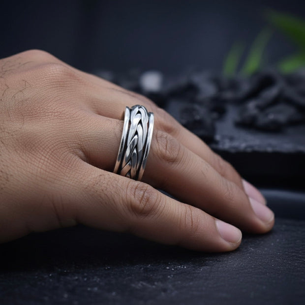 Antique Silver Braided Texture Band