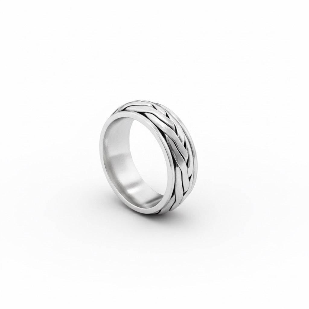 Antique Silver Braided Texture Band