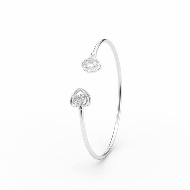 Intertwined Heart Shimmering Open Bracelet