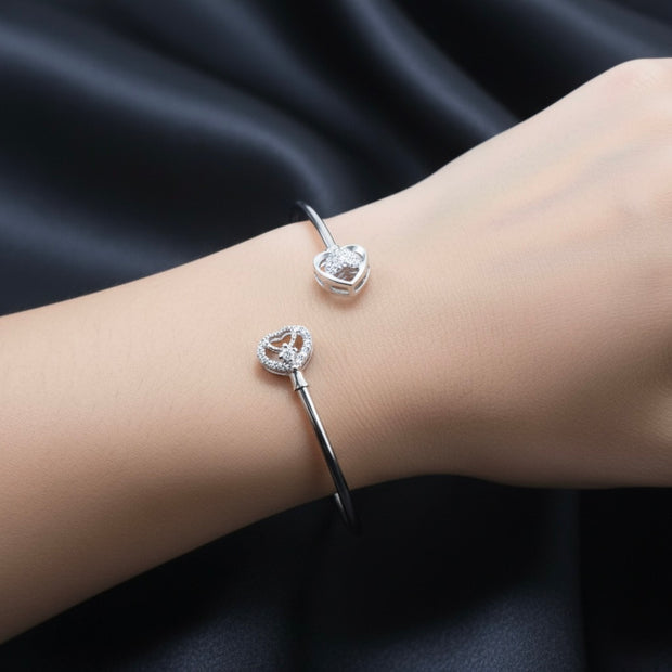 Intertwined Heart Shimmering Open Bracelet