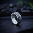 Textured Groove Minimal Silver Band