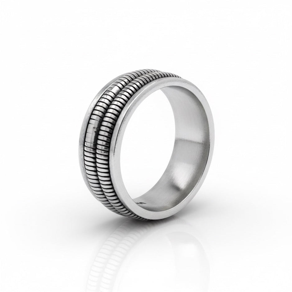 Textured Groove Minimal Silver Band