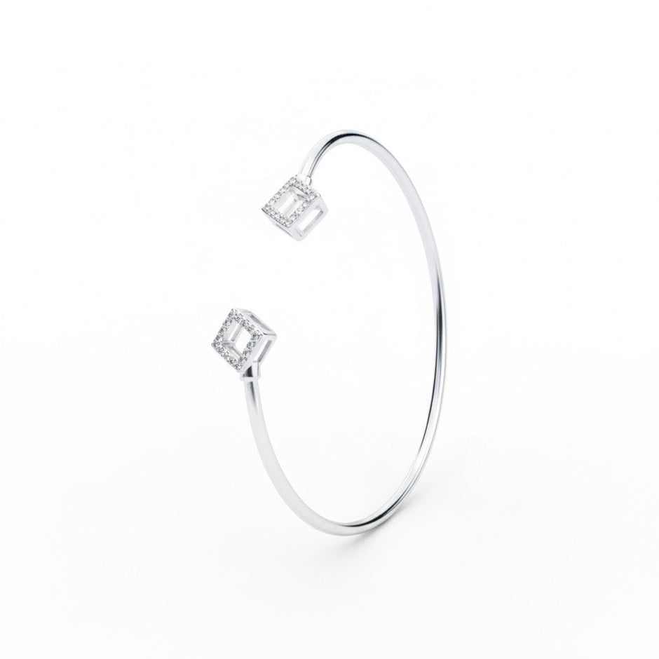 Square Prism Charm Silver Bracelet