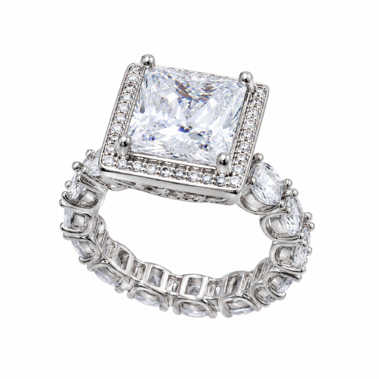 Square Eternity Silver Ring