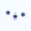 Blue Heart Illusion Silver Pendant Set