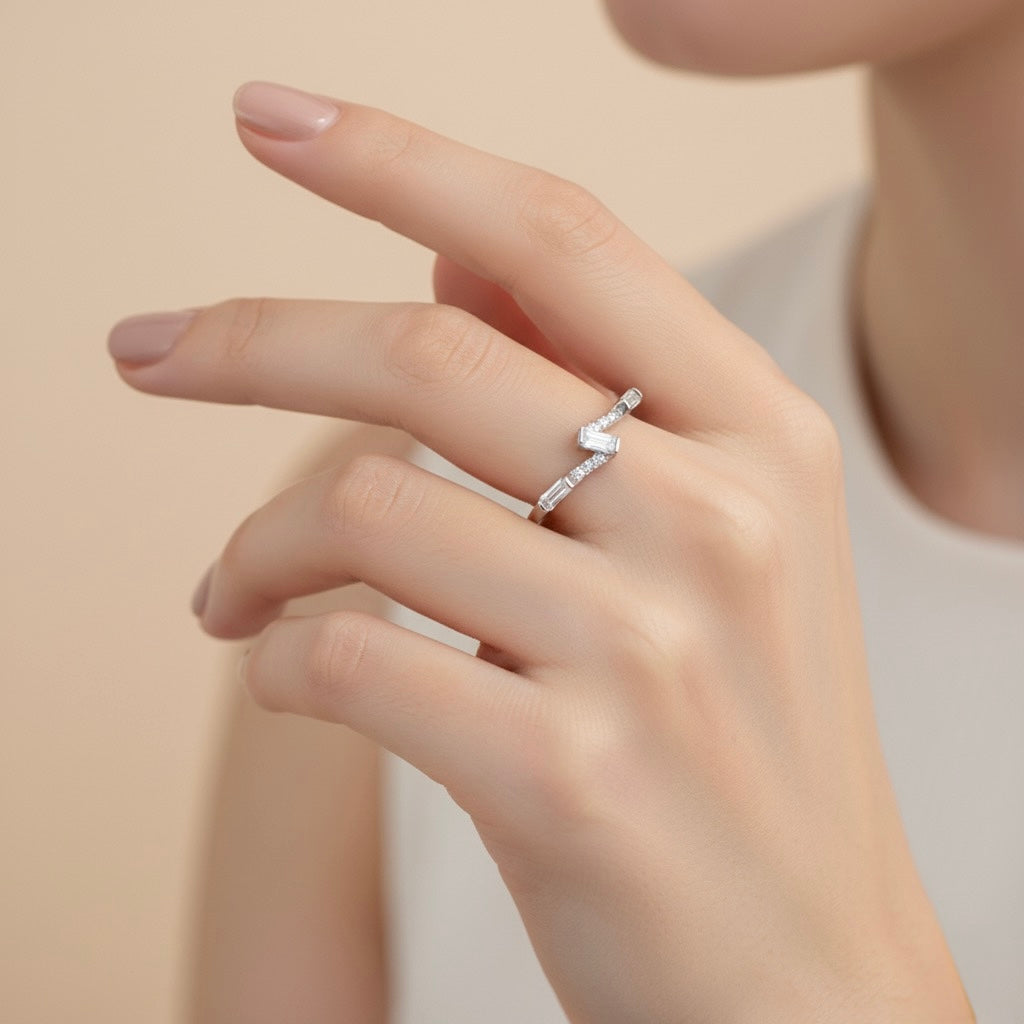 Baguette Diamond Wave Ring
