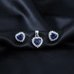 Blue Heart Pendant Set with Chain and Earrings