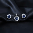 Blue Heart Illusion Silver Pendant Set