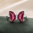 Ruby Pink Zircon Butterfly Statement Ring