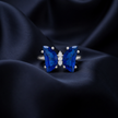 Blue Zircon Butterfly Statement Ring