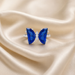 Blue Zircon Butterfly Statement Ring