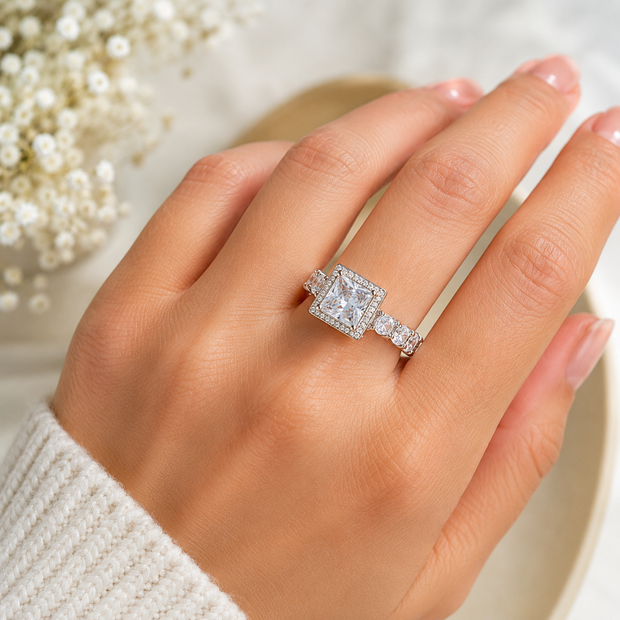 Square Eternity Silver Ring