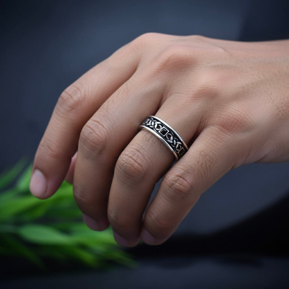 Antique Celtic Knotwork Cutout Silver Band