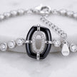 Black Enamel Oval Halo Tennis Bracelet