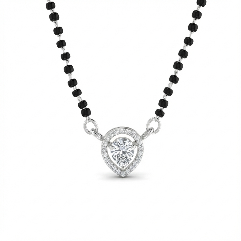 Teardrop Halo Sterling Silver Mangalsutra