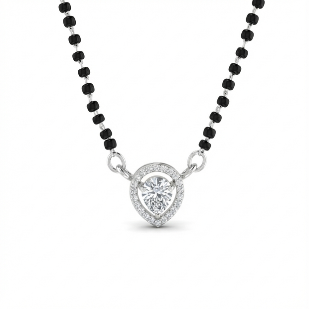 Teardrop Halo Sterling Silver Mangalsutra