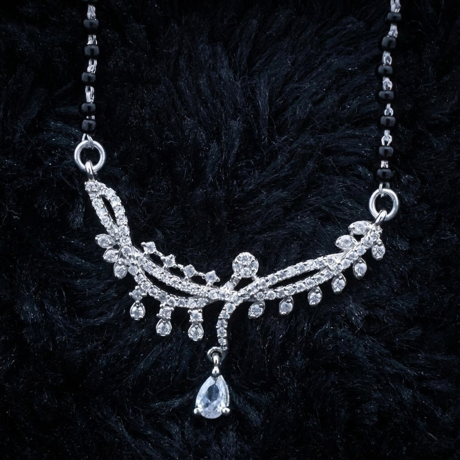 Floral Leaf Design Sterling Silver Mangalsutra