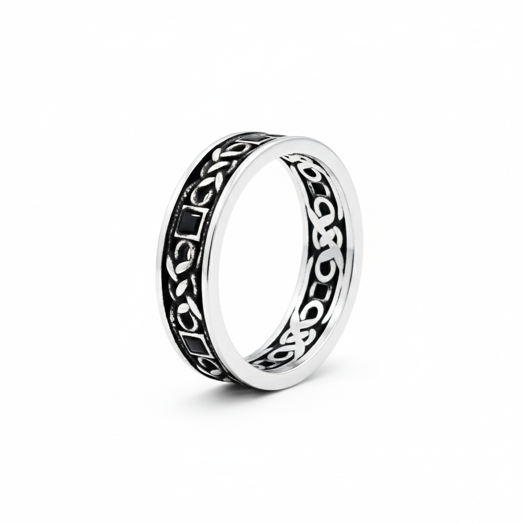 Antique Celtic Knotwork Cutout Silver Band
