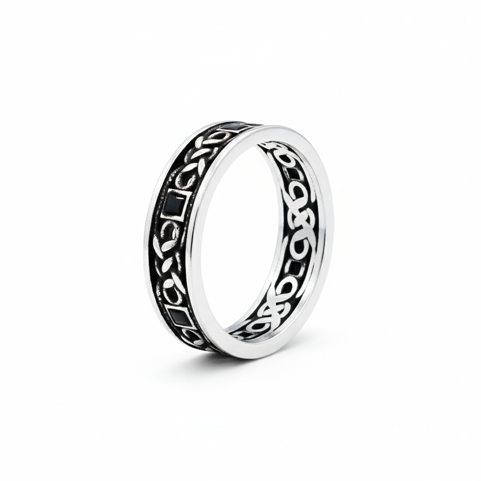 Antique Celtic Knotwork Cutout Silver Band