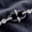 Black Enamel Linked Halo Tennis Bracelet