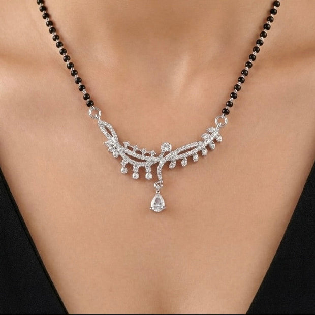 Floral Leaf Design Sterling Silver Mangalsutra