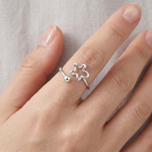 Adjustable Star Open Ring in 925 Sterling Silver