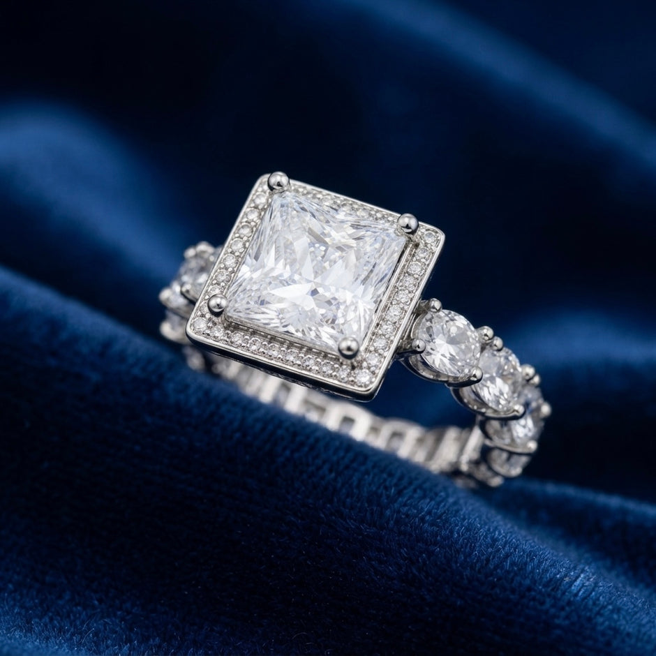 Square Eternity Silver Ring